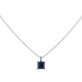 By Request 9ct White Gold 4 Claw Square Sapphire 5mm x 5mm Pendant & Chain
