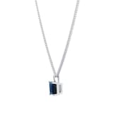 By Request 9ct White Gold 4 Claw Square Sapphire 5mm x 5mm Pendant & Chain