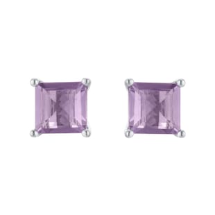 By Request 9ct White Gold 4 Claw Square Amethyst 5mm x 5mm Stud Earrings