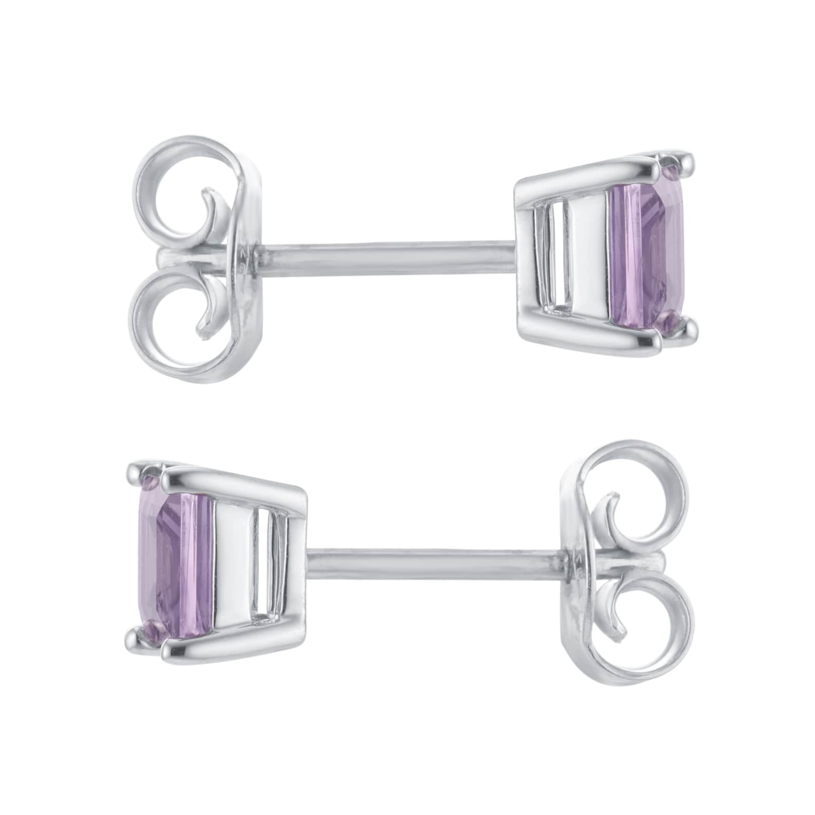 By Request 9ct White Gold 4 Claw Square Amethyst 5mm x 5mm Stud Earrings