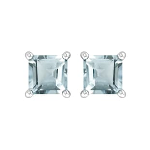 By Request 9ct White Gold 4 Claw Square Aquamarine 5mm x 5mm Stud Earrings