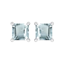 37894393 - 9ct White Gold 4 Claw Square Aquamarine 5mm x 5mm Stud Earrings