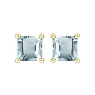 By Request 9ct Yellow Gold 4 Claw Square Aquamarine 5mm x 5mm Stud Earrings By Request 9ct Yellow Gold 4 Claw Square Aquamarine 5mm x 5mm Stud Earrings