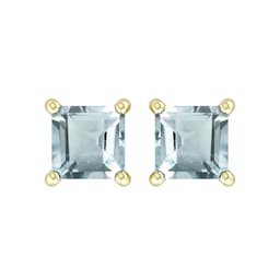 37894394 - 9ct Yellow Gold 4 Claw Square Aquamarine 5mm x 5mm Stud Earrings
