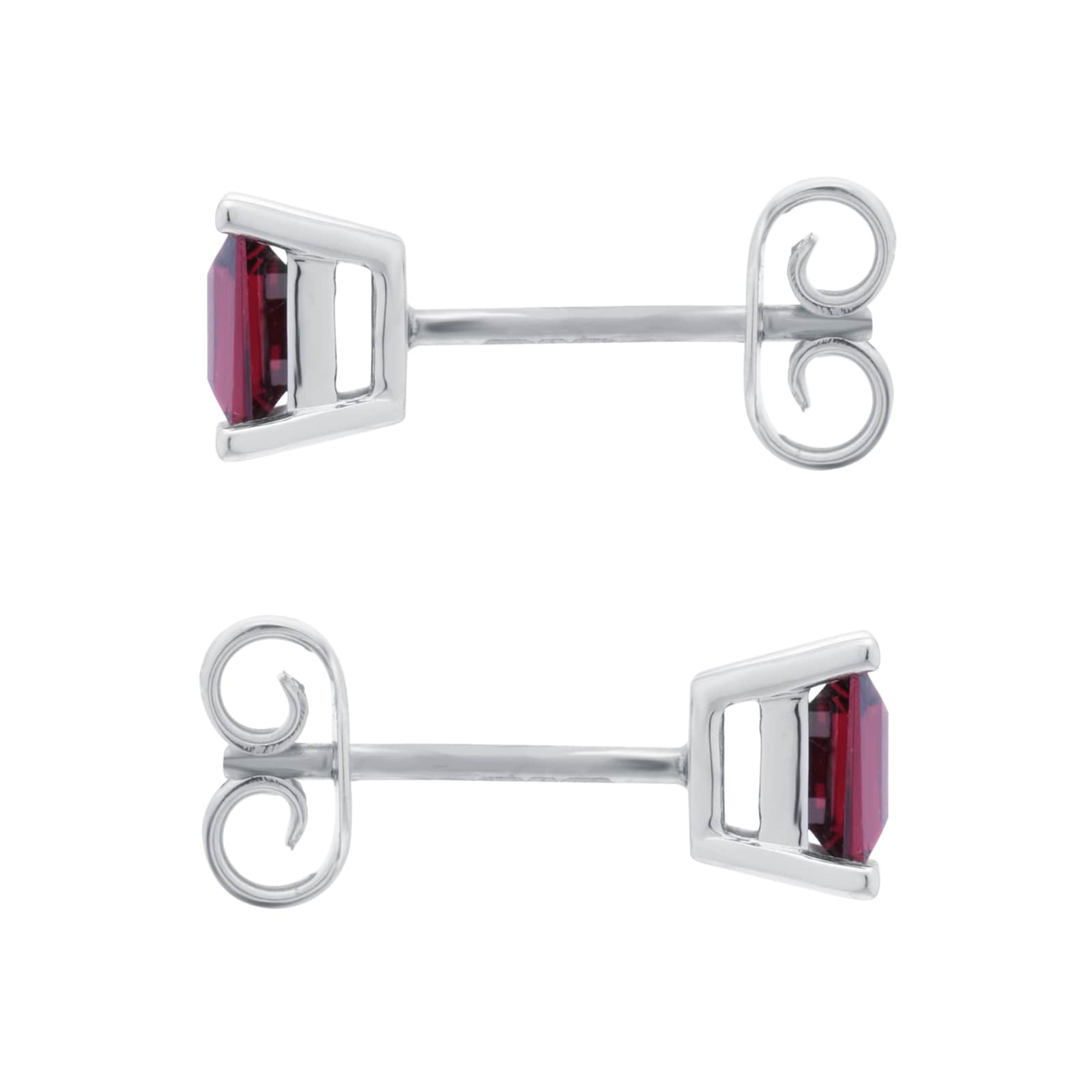 By Request 9ct White Gold 4 Claw Square Garnet 5mm x 5mm Stud Earrings