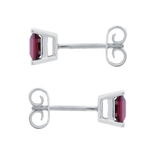 By Request 9ct White Gold 4 Claw Square Garnet 5mm x 5mm Stud Earrings