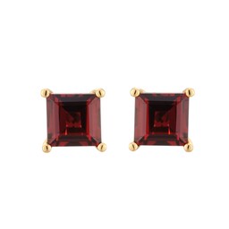 37894398 - 9ct Yellow Gold 4 Claw Square Garnet 5mm x 5mm Stud Earrings