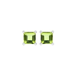 37894401 - 9ct White Gold 4 Claw Square Peridot 5mm x 5mm Stud Earrings