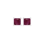 By Request 9ct White Gold 4 Claw Square Ruby 5mm x 5mm Stud Earrings