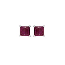37894403 - 9ct White Gold 4 Claw Square Ruby 5mm x 5mm Stud Earrings