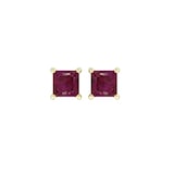 By Request 9ct Yellow Gold 4 Claw Square Ruby 5mm x 5mm Stud Earrings