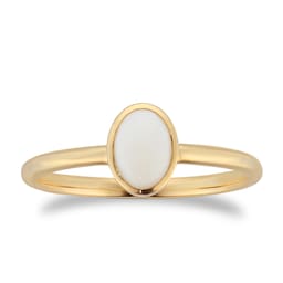 37894414 - 9ct Yellow Gold Oval 7mm x 5mm Opal Bezel Set Ring