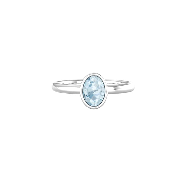 By Request 9ct White Gold Oval 7mm x 5mm Aquamarine Bezel Set Ring
