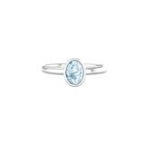 By Request 9ct White Gold Oval 7mm x 5mm Aquamarine Bezel Set Ring