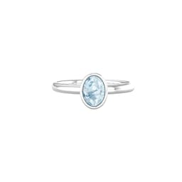 37894415 - 9ct White Gold Oval 7mm x 5mm Aquamarine Bezel Set Ring