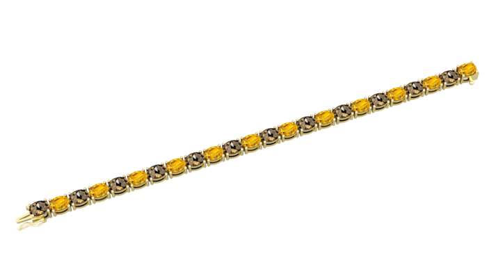 By Request 9ct Yellow Gold Oval Smokey Quartz & Citrine Line Bracelet