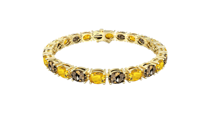 By Request 9ct Yellow Gold Oval Smokey Quartz & Citrine Line Bracelet