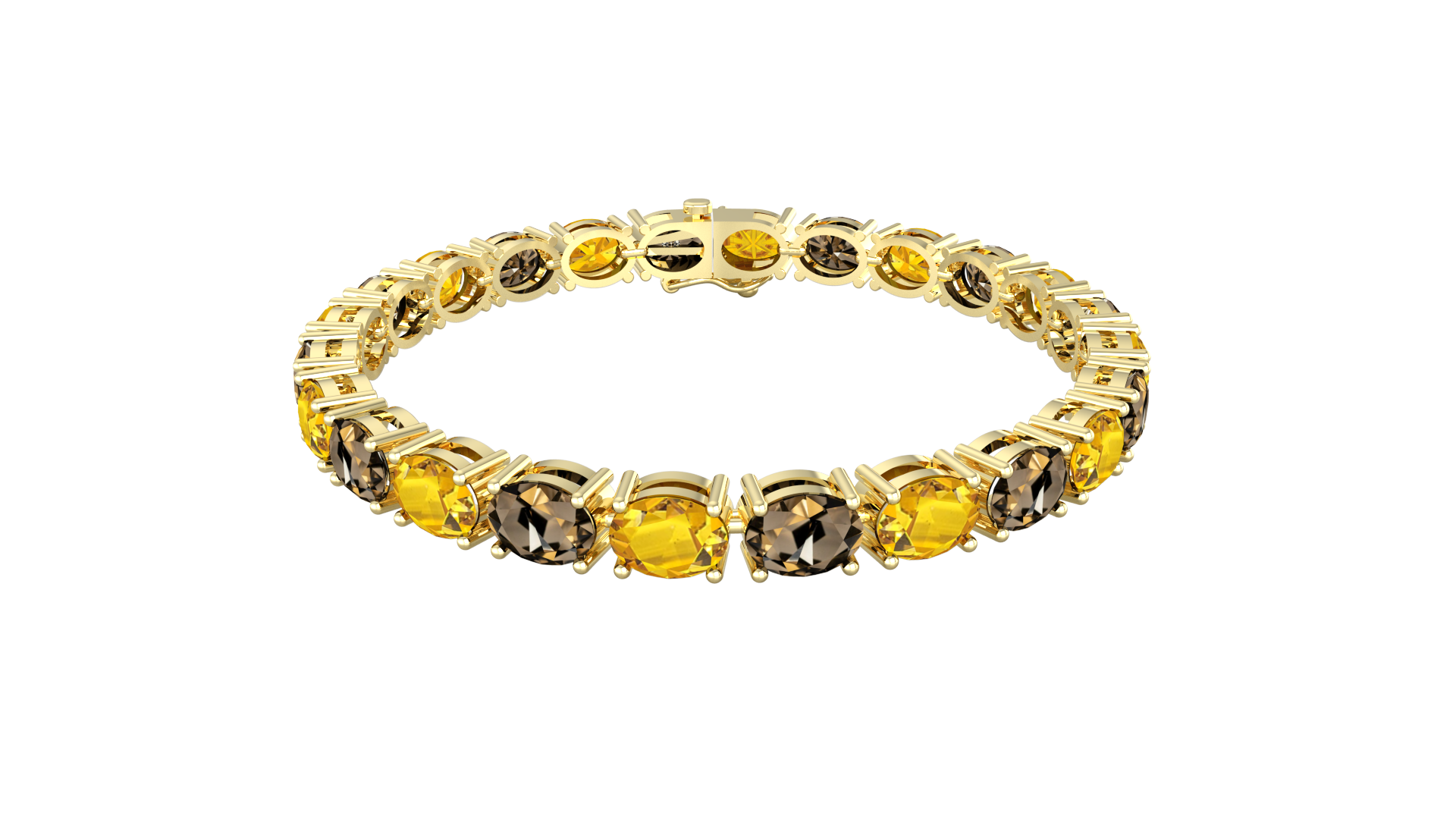 By Request 9ct Yellow Gold Oval Smokey Quartz & Citrine Line Bracelet