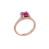 By Request 9ct Rose Gold Pink Tourmaline & Diamond Halo Ring with Diamond Shoulders