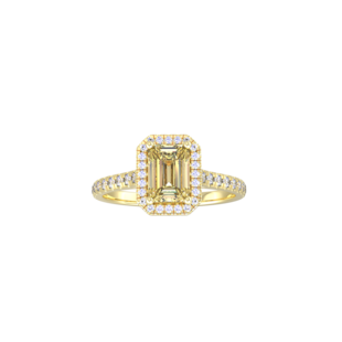 By Request 9ct Yellow Gold Citrine & Diamond Halo Ring with Diamond Shoulders