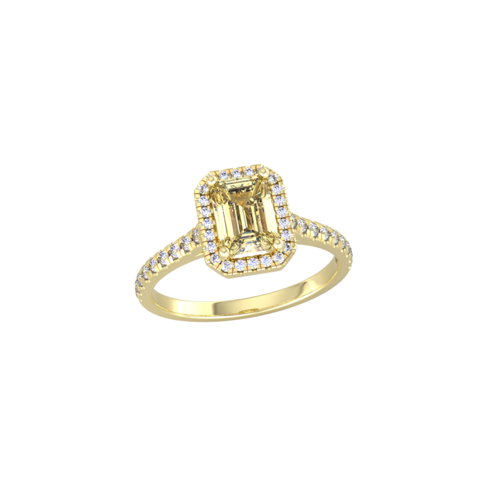 By Request 9ct Yellow Gold Citrine & Diamond Halo Ring with Diamond Shoulders