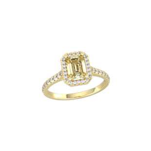 By Request 9ct Yellow Gold Citrine & Diamond Halo Ring with Diamond Shoulders