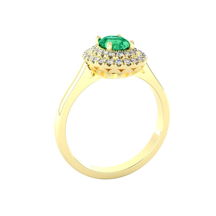 By Request 18ct Yellow Gold Emerald & Diamond Double Halo Cluster Ring