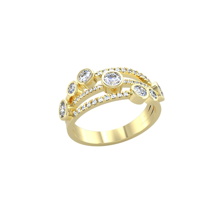 By Request 18ct Yellow Gold Diamond Bubble & Bar Ring