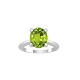 By Request 9ct White Gold 4 Claw Oval Cut Peridot Single Stone Ring