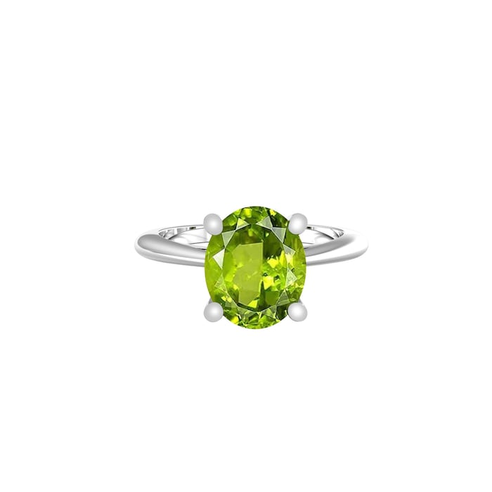 By Request 9ct White Gold 4 Claw Oval Cut Peridot Single Stone Ring
