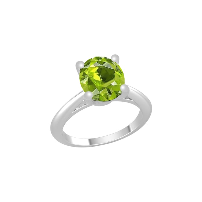 By Request 9ct White Gold 4 Claw Oval Cut Peridot Single Stone Ring