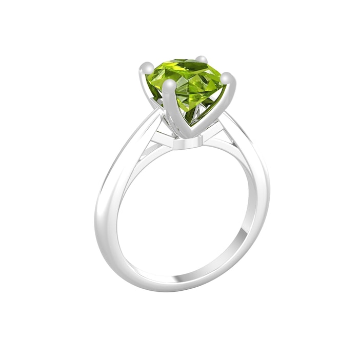 By Request 9ct White Gold 4 Claw Oval Cut Peridot Single Stone Ring