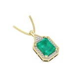 By Request 18ct Yellow Gold Emerald & Diamond Cluster Pendant & Chain