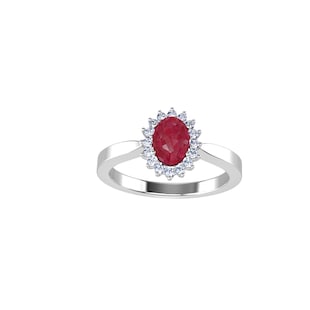 By Request 18ct White Gold Ruby & Diamond Cluster Ring