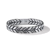 David Yurman Chevron Woven Bracelet in Sterling Silver with Black Diamonds and Black Nylon, 12mm