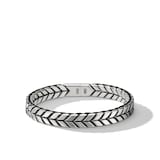 David Yurman Chevron Woven Bracelet in Sterling Silver with Black Nylon, 9mm