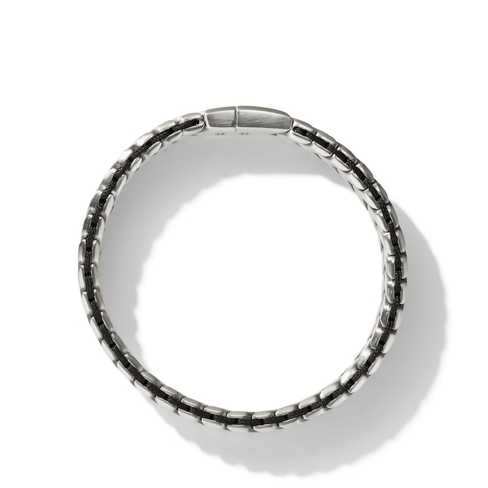 David Yurman Chevron Woven Bracelet in Sterling Silver with Black Nylon, 9mm