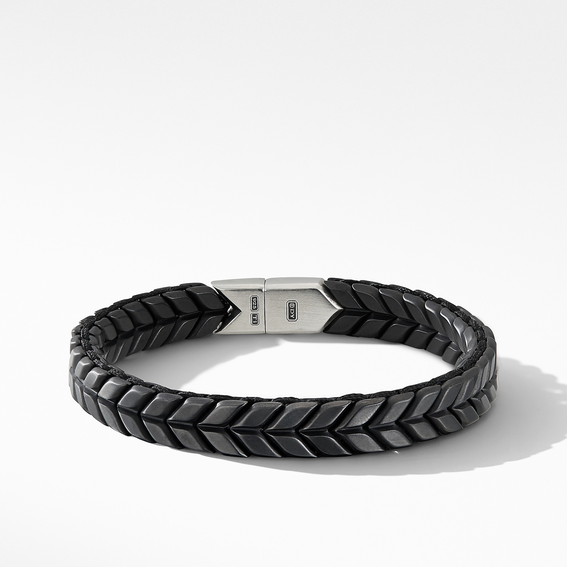 David Yurman Chevron Woven Bracelet in Black Titanium and Black Nylon, 9mm