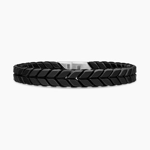 David Yurman Chevron Woven Bracelet in Black Titanium and Black Nylon, 9mm