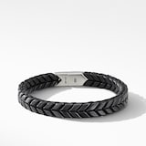 David Yurman Chevron Woven Bracelet in Black Titanium and Black Nylon, 9mm