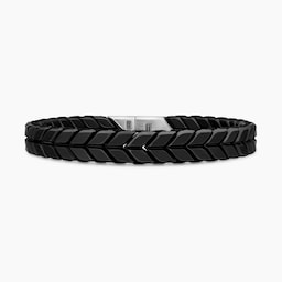 37900051 - Chevron Woven Bracelet in Black Titanium and Black Nylon, 9mm