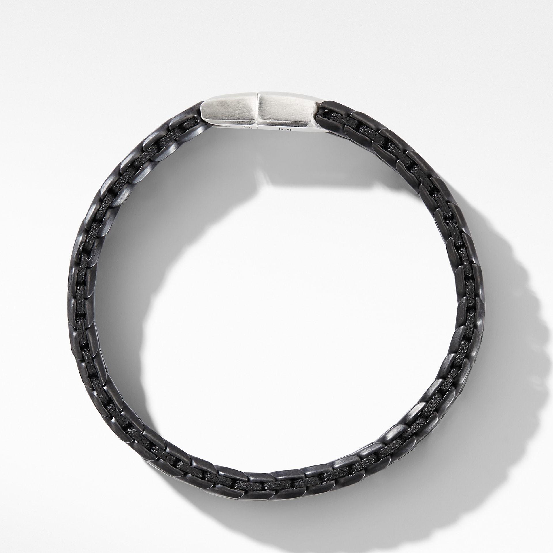 David Yurman Chevron Woven Bracelet in Black Titanium and Black Nylon, 9mm