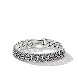 David Yurman Curb Chain Bracelet in Sterling Silver with Black Diamonds, 11.5mm