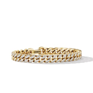David Yurman Curb Chain Bracelet in 18ct Yellow Gold with Diamonds, 8mm
