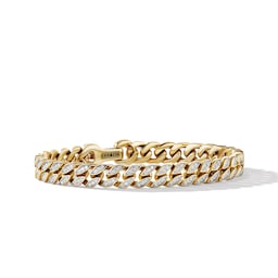 37900055 - Curb Chain Bracelet in 18ct Yellow Gold with Diamonds, 8mm