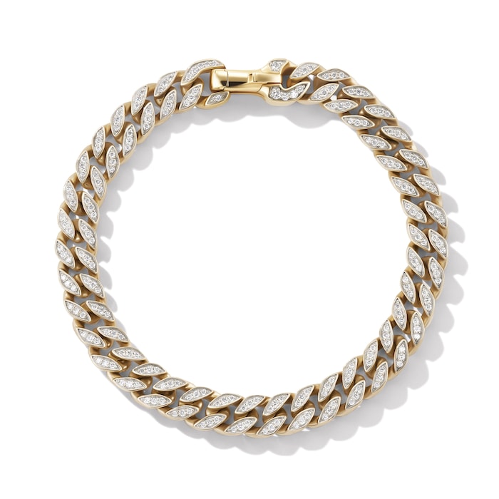 David Yurman Curb Chain Bracelet in 18ct Yellow Gold with Diamonds, 8mm