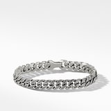 David Yurman Curb Chain Bracelet in Sterling Silver with Black Diamonds, 8mm