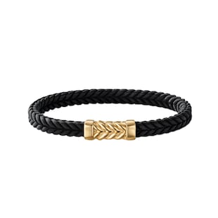 David Yurman Chevron Bracelet  in Black Rubber with 18ct Yellow Gold, 6mm
