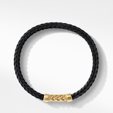 David Yurman Chevron Bracelet  in Black Rubber with 18ct Yellow Gold, 6mm