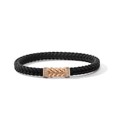 David Yurman Chevron Bracelet  in Black Rubber with 18ct Rose Gold and Cognac Diamonds, 6mm